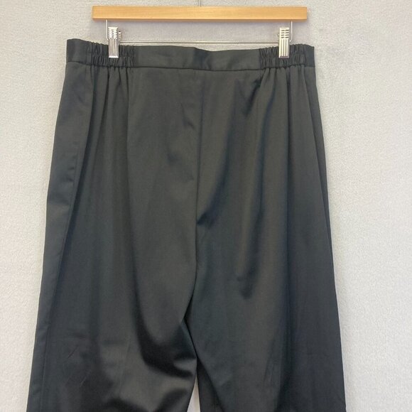 Y2K Spenser Jeremy 16W Black Satin Floral Embroidered Wide Leg Dress Pants Boho - Picture 14 of 15